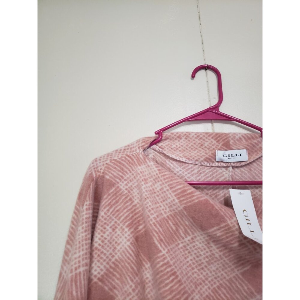 Gilli Womens S Fleece Sweater Top Pink Side Zip Accent Oversized Feminine NWT - Picture 3 of 5